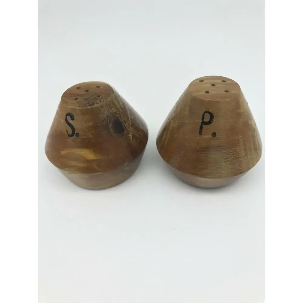 Salt and Pepper Shakers Vintage Wood Souvenir Olvera Street Los Angeles Calif